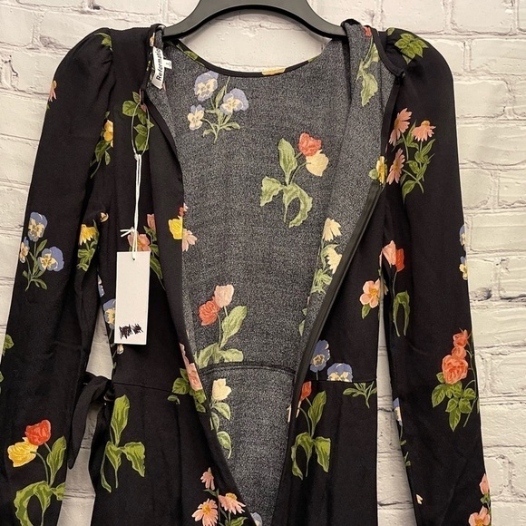 NEW Reformation Reza Floral Long Sleeve Midi Dress In Night Bloom Size 2 - Picture 5 of 16